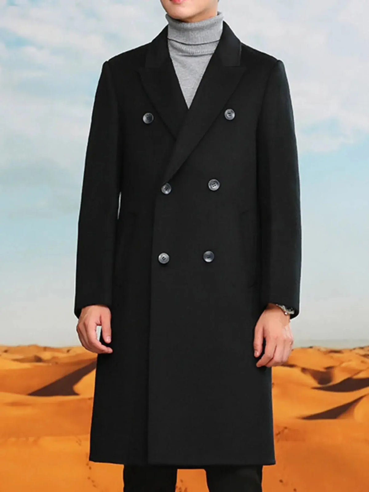 Manteau Long Croisé Grande Taille Homme  COOLANDBAG