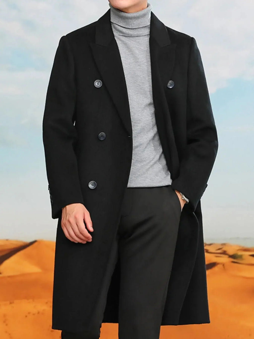 Manteau Long Croisé Grande Taille Homme  COOLANDBAG