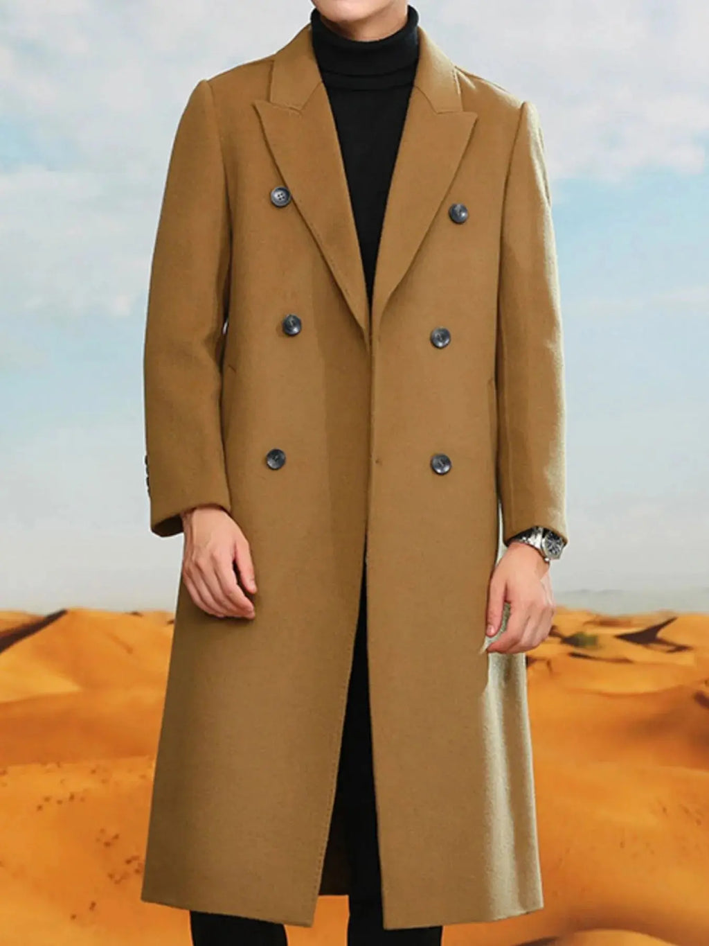 Manteau Long Croisé Grande Taille Homme  COOLANDBAG