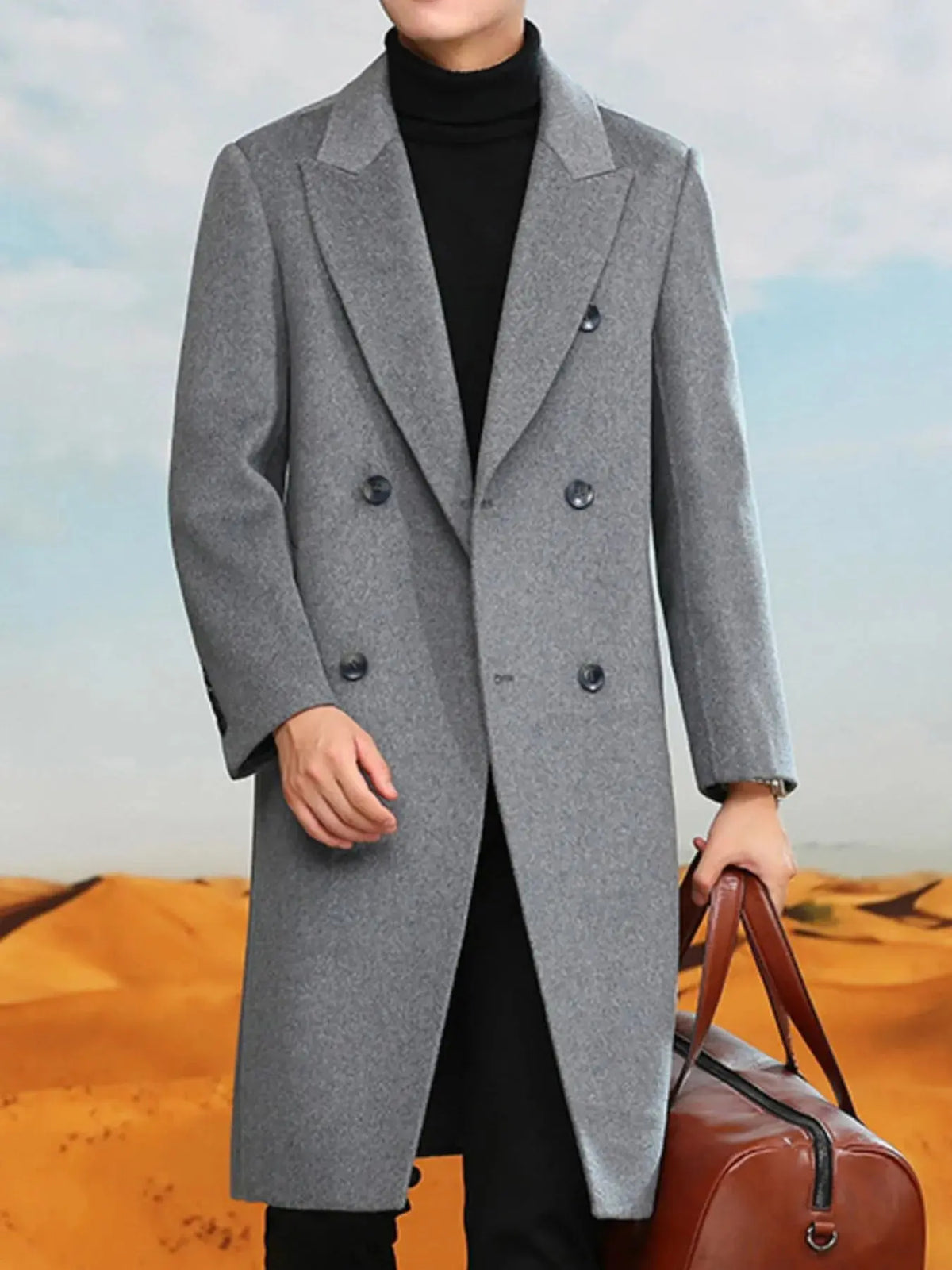 Manteau Long Croisé Grande Taille Homme  COOLANDBAG