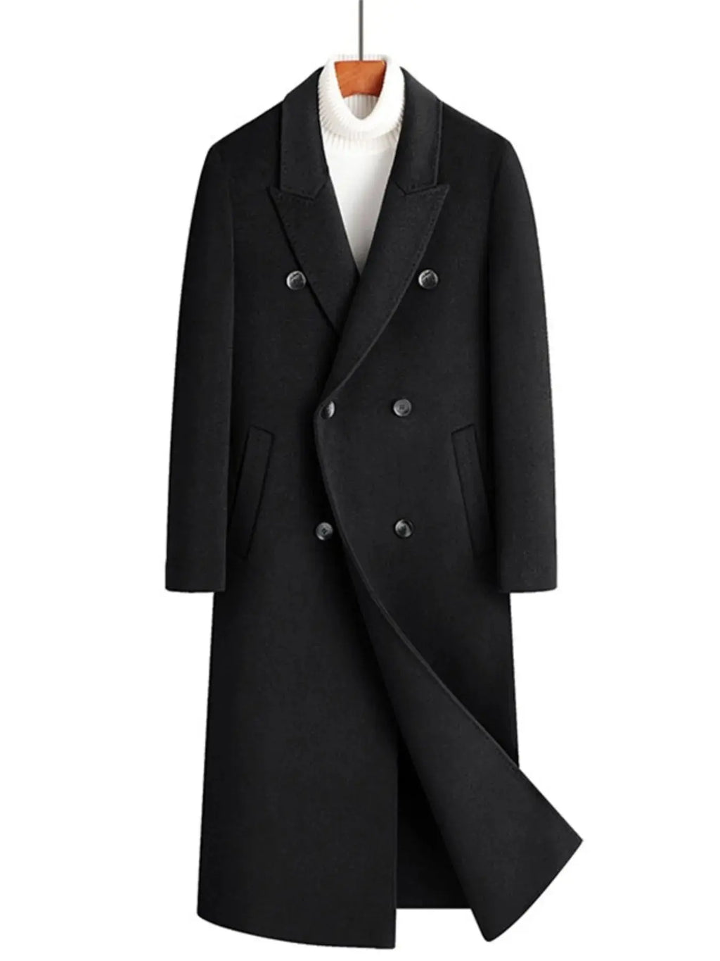 Manteau Long en Laine Croisé Grande Taille Homme  COOLANDBAG