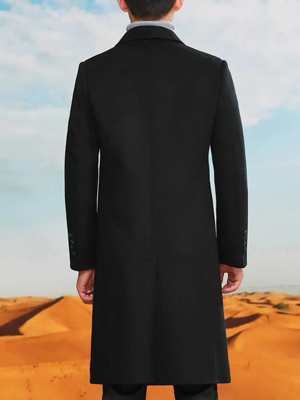 Manteau Long en Laine Croisé Grande Taille Homme  COOLANDBAG