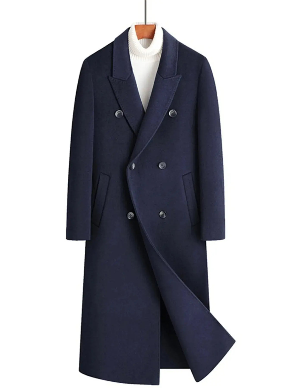 Manteau Long en Laine Croisé Grande Taille Homme  COOLANDBAG