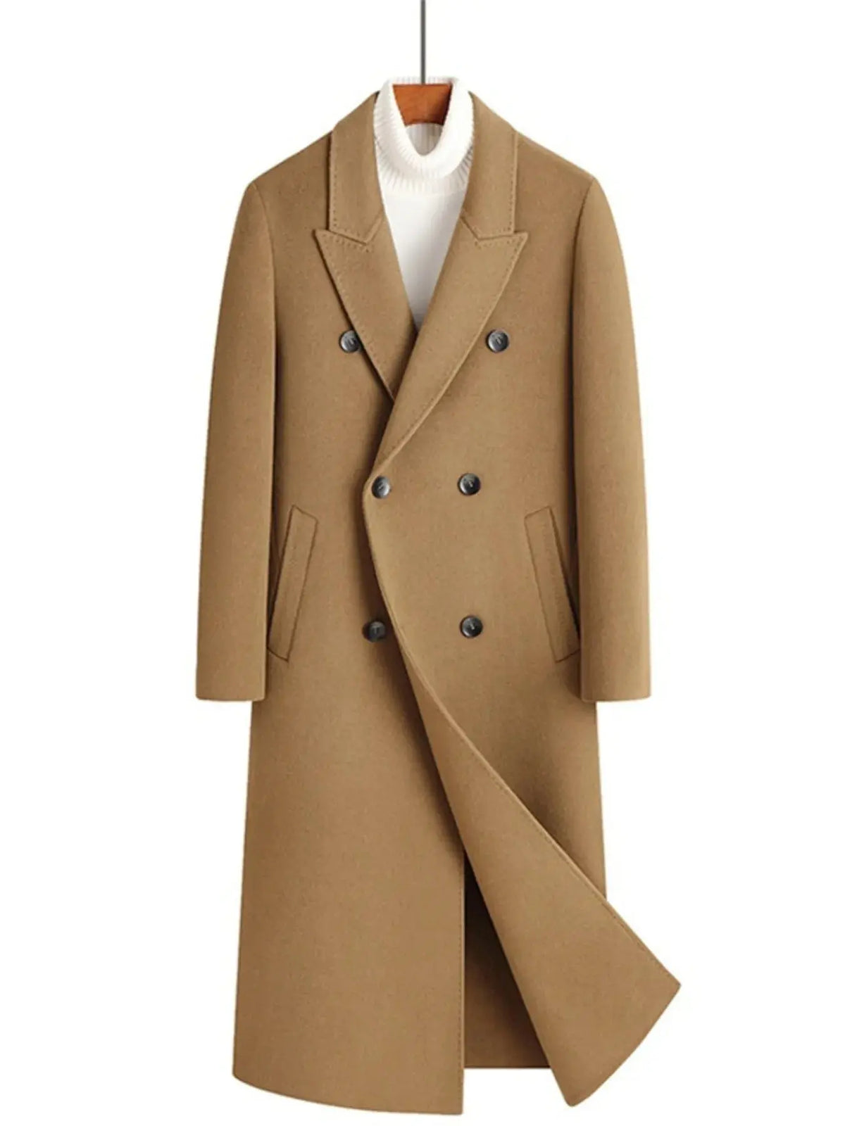 Manteau Long en Laine Croisé Grande Taille Homme  COOLANDBAG