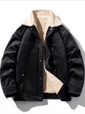 Manteau d'Hiver Doublé Sherpa Boutons Pression Grande Taille Homme  COOLANDBAG
