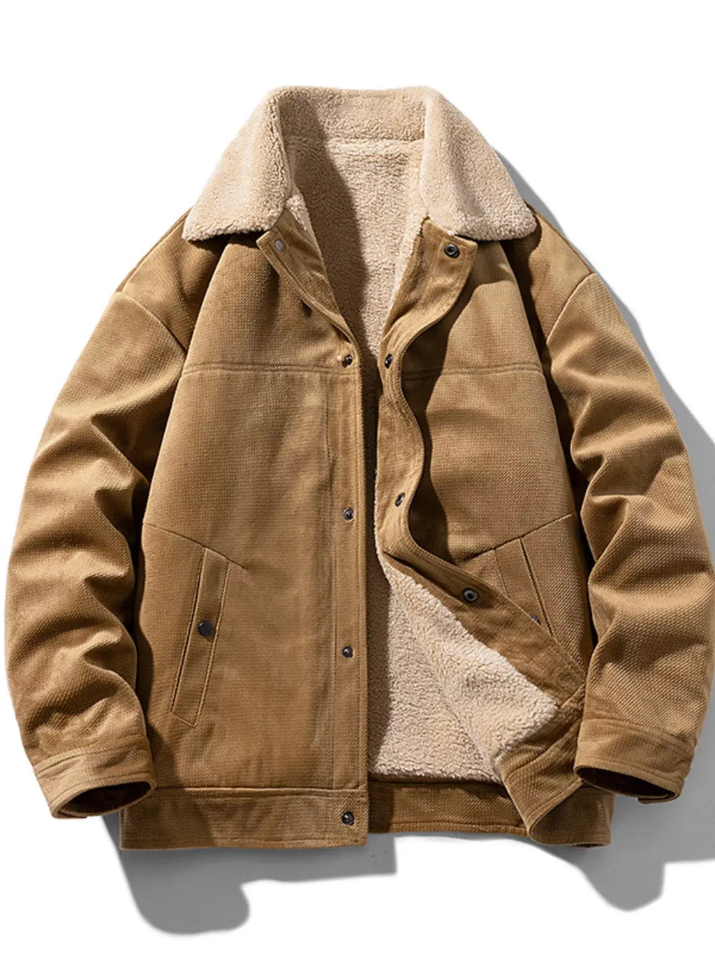 Manteau d'Hiver Doublé Sherpa Boutons Pression Grande Taille Homme  COOLANDBAG