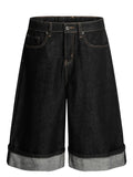 Men's Baggy Denim Shorts with Cuffed Hem  COOLANDBAG