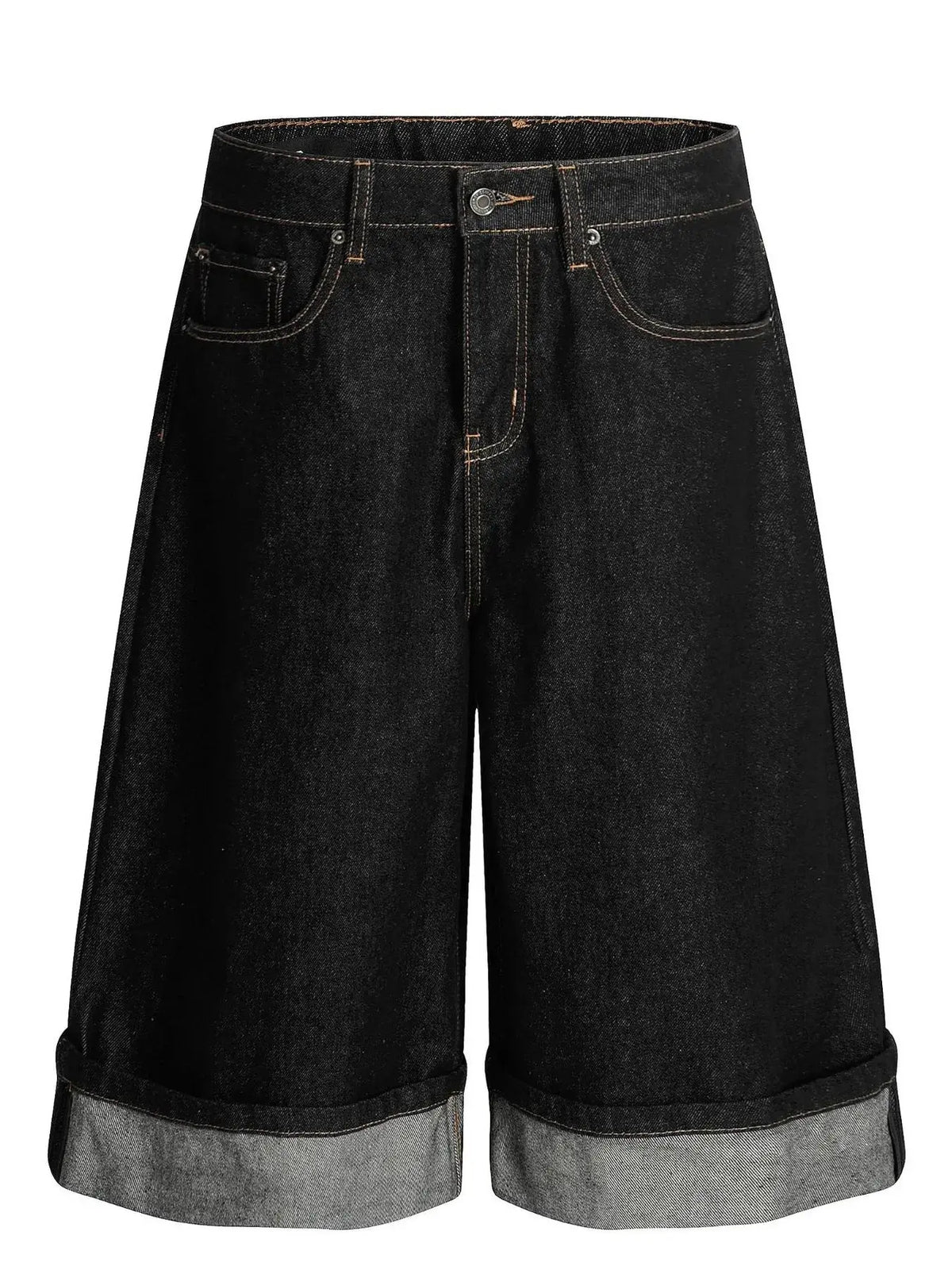 Short en Jean Baggy Ourlet Revers