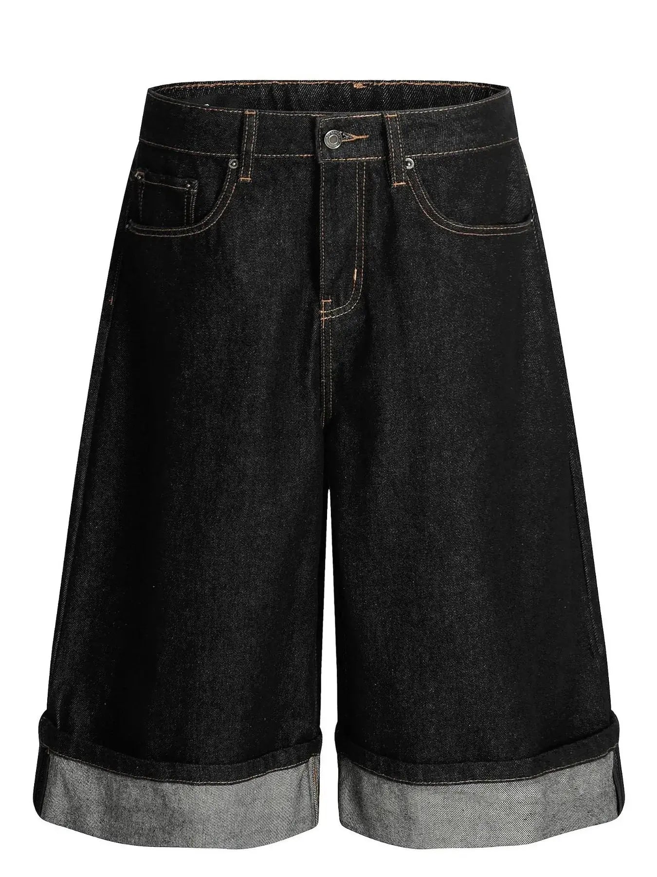 Men's Baggy Denim Shorts with Cuffed Hem  COOLANDBAG