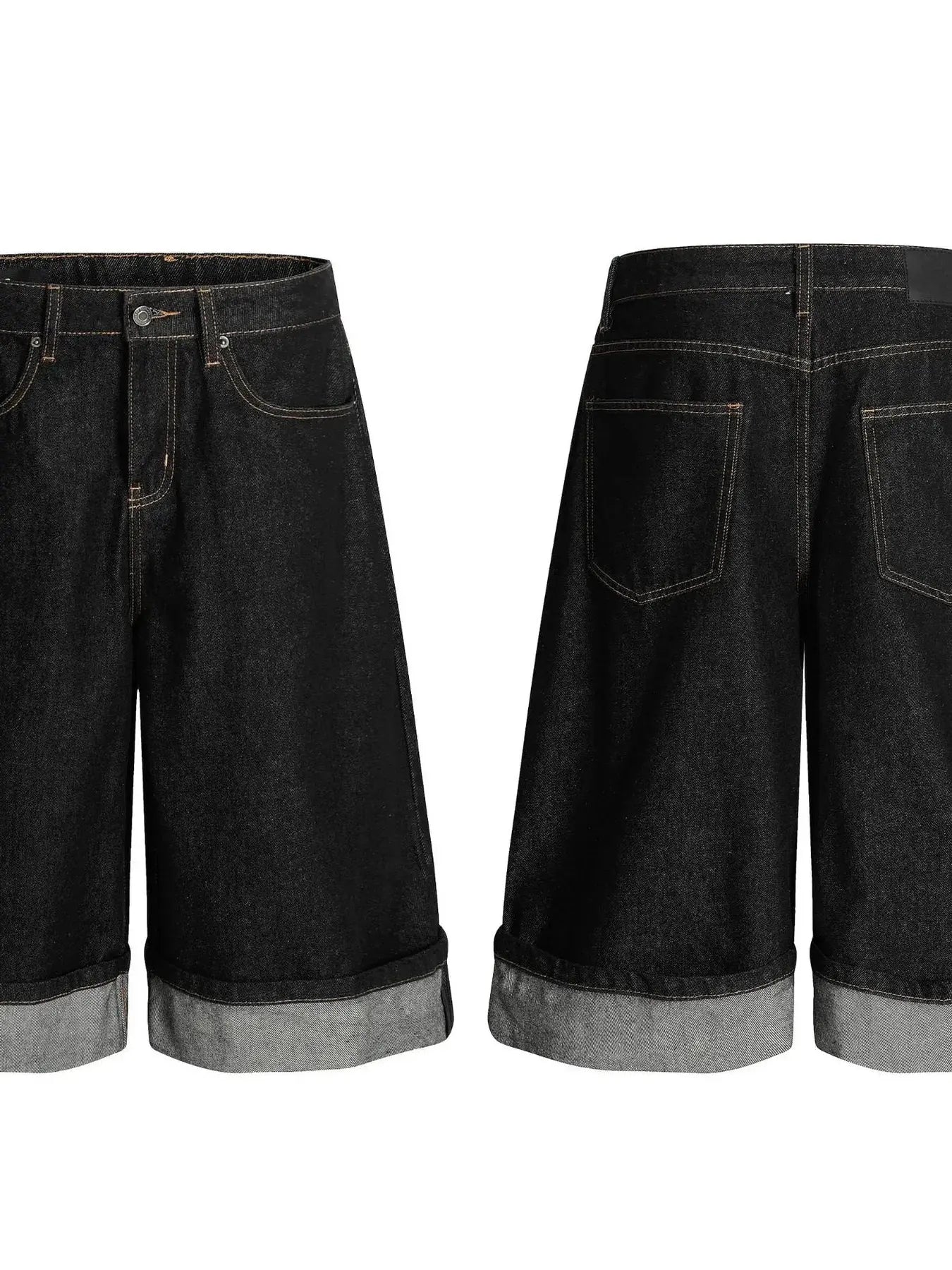 Men's Baggy Denim Shorts with Cuffed Hem  COOLANDBAG