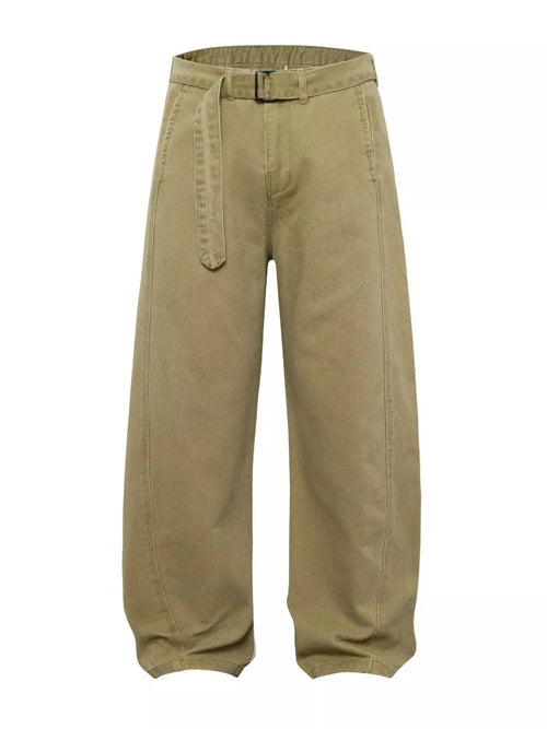 Men's Belted Wide-Leg Cargo Pants  COOLANDBAG