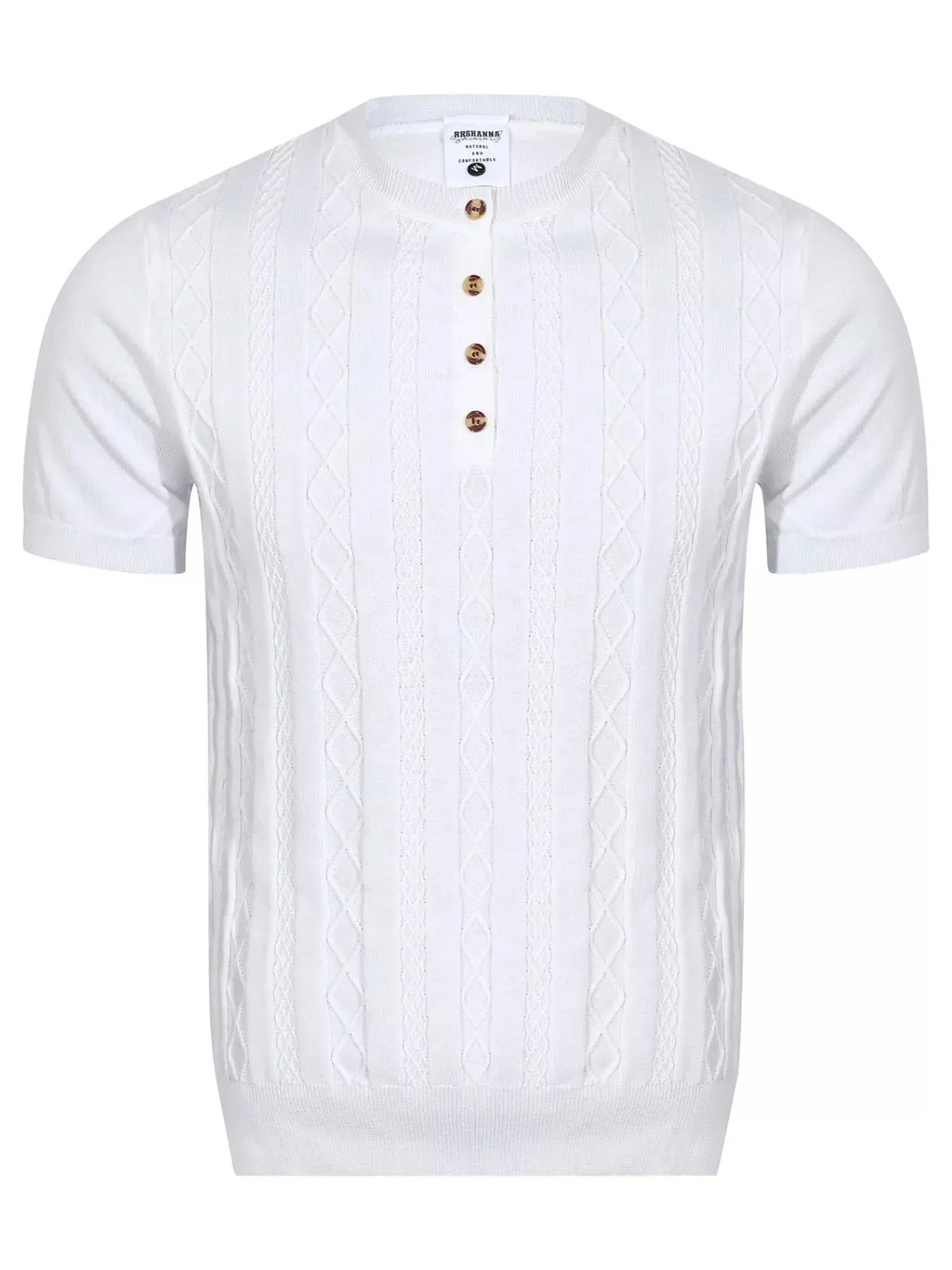 T-Shirt en Maille Torsadée Manches Courtes Homme