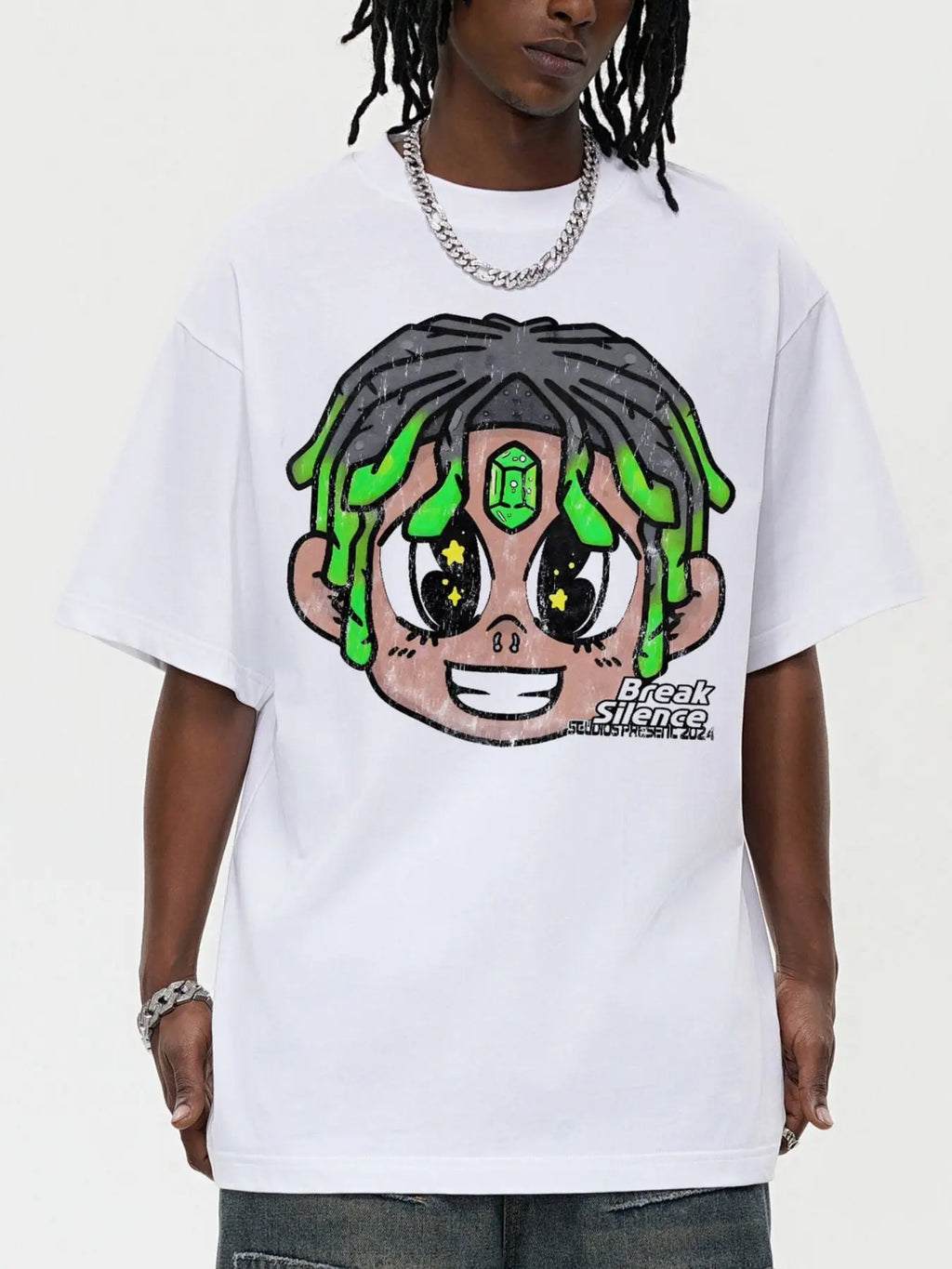 Men's Cartoon Graphic Oversized T-Shirt  COOLANDBAG