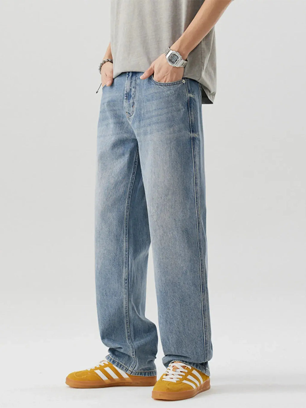 Men's Casual Loose Fit Wash Jeans  COOLANDBAG