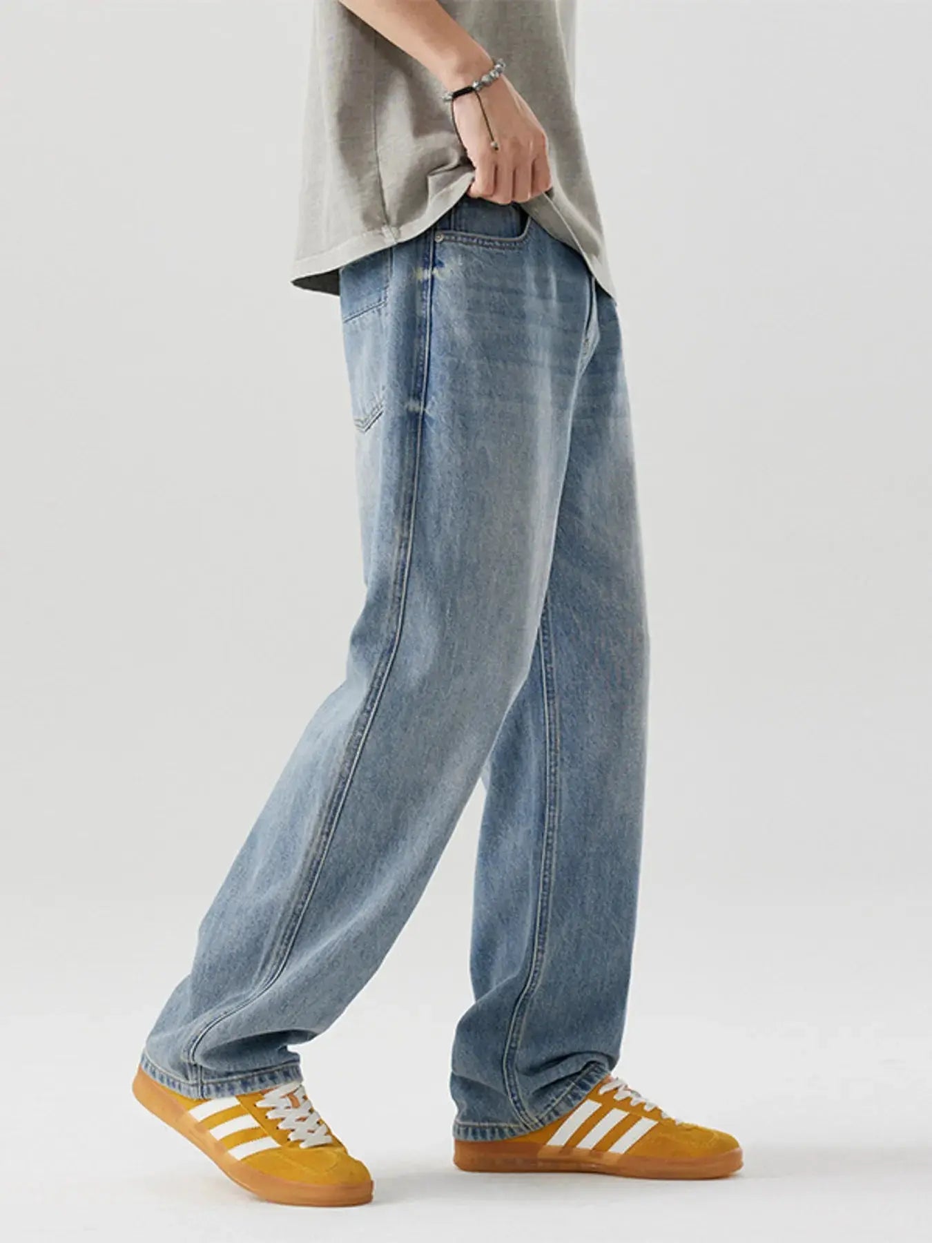 Men's Casual Loose Fit Wash Jeans  COOLANDBAG