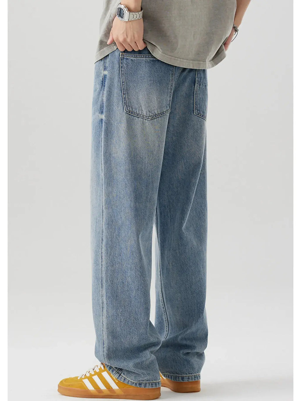 Men's Casual Loose Fit Wash Jeans  COOLANDBAG