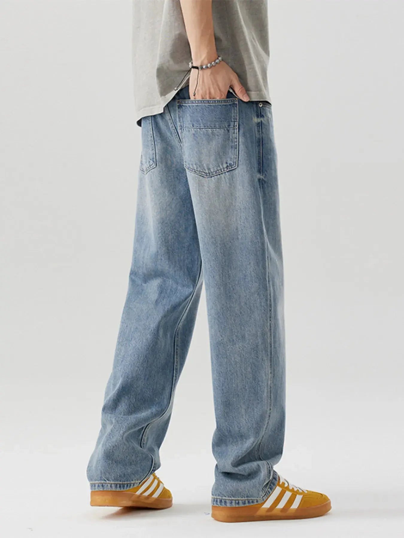 Men's Casual Loose Fit Wash Jeans  COOLANDBAG