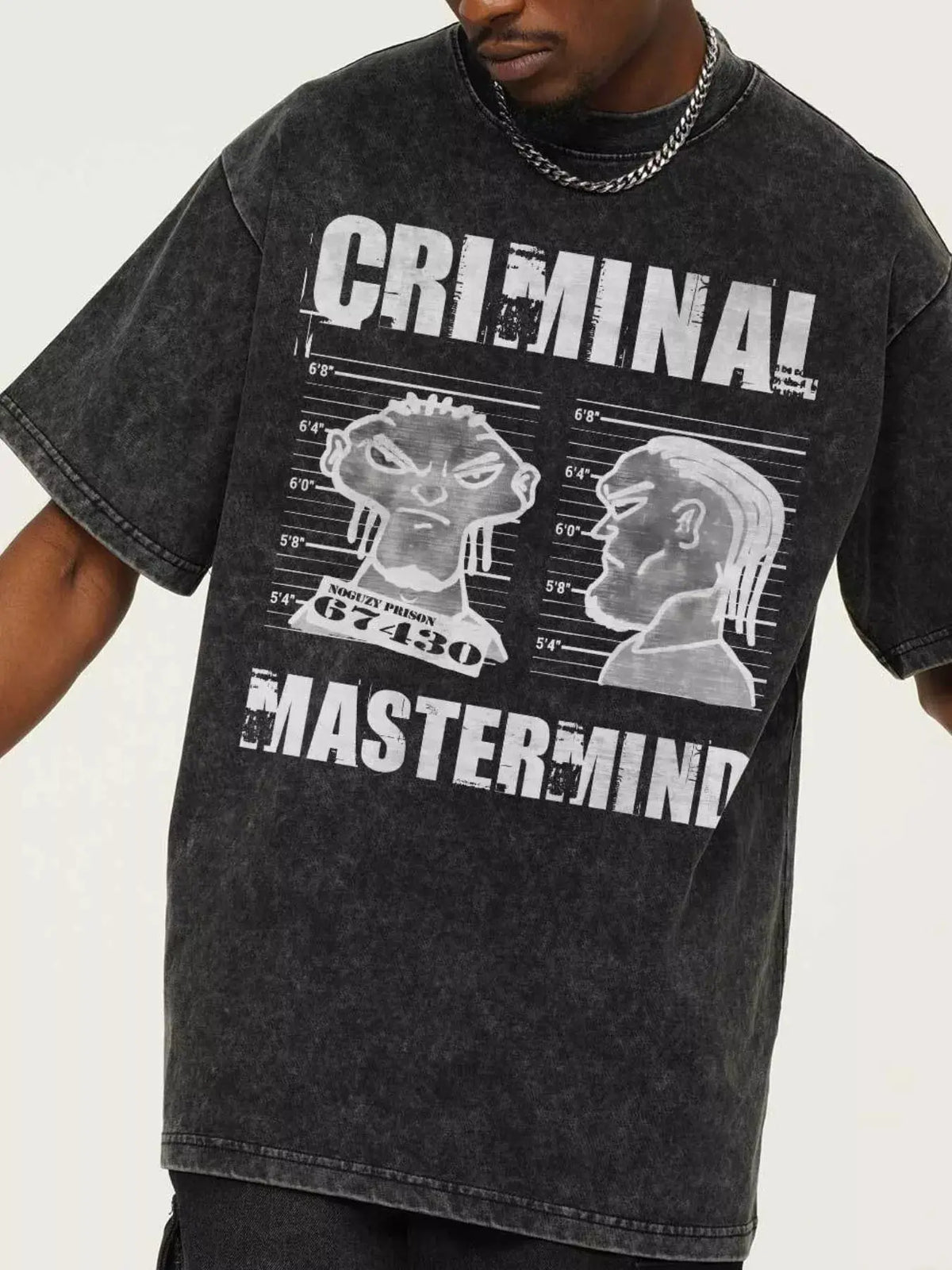 Men's Criminal Mastermind Graphic Oversized T-Shirt  COOLANDBAG