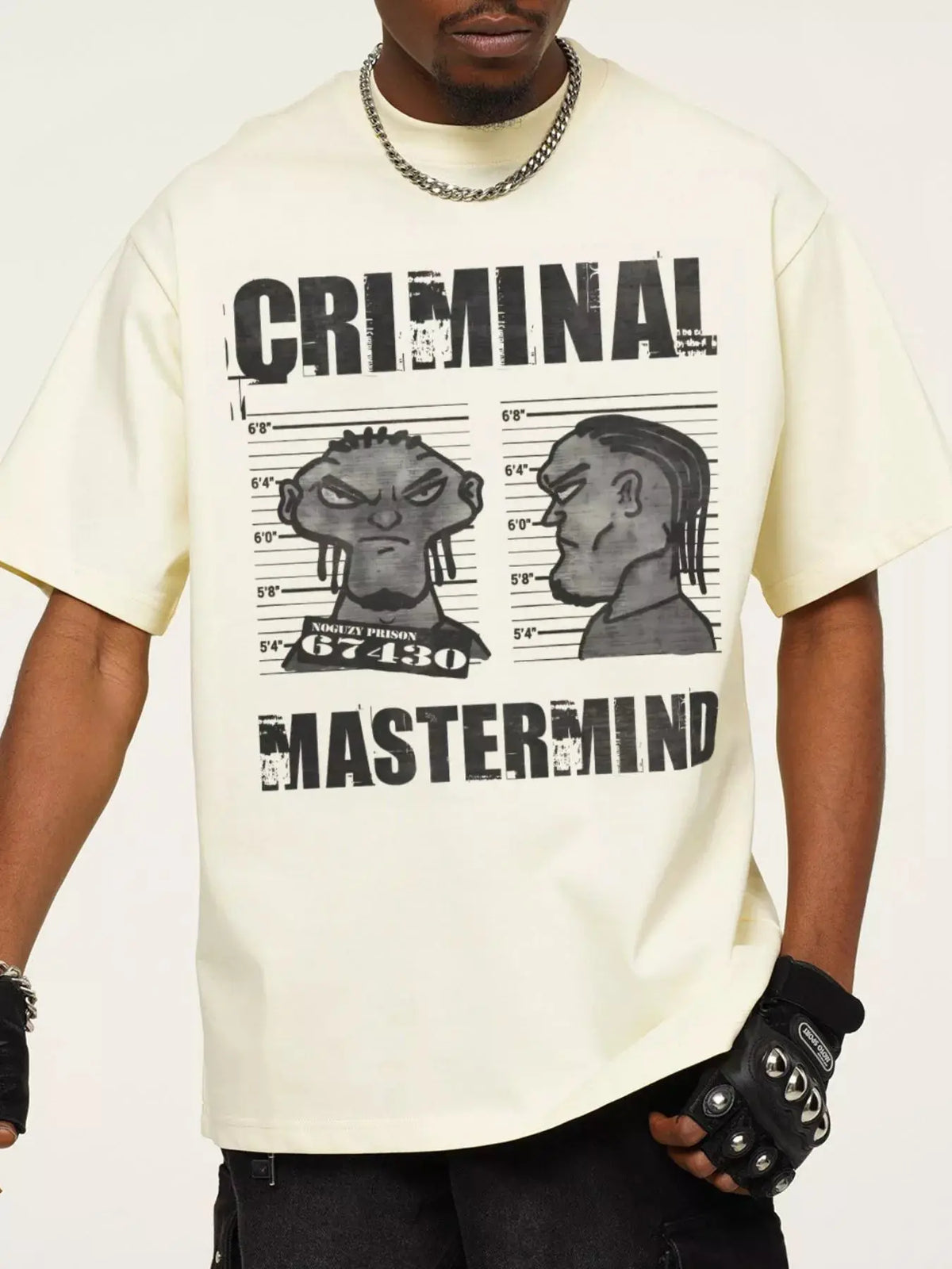 Men's Criminal Mastermind Graphic Oversized T-Shirt  COOLANDBAG