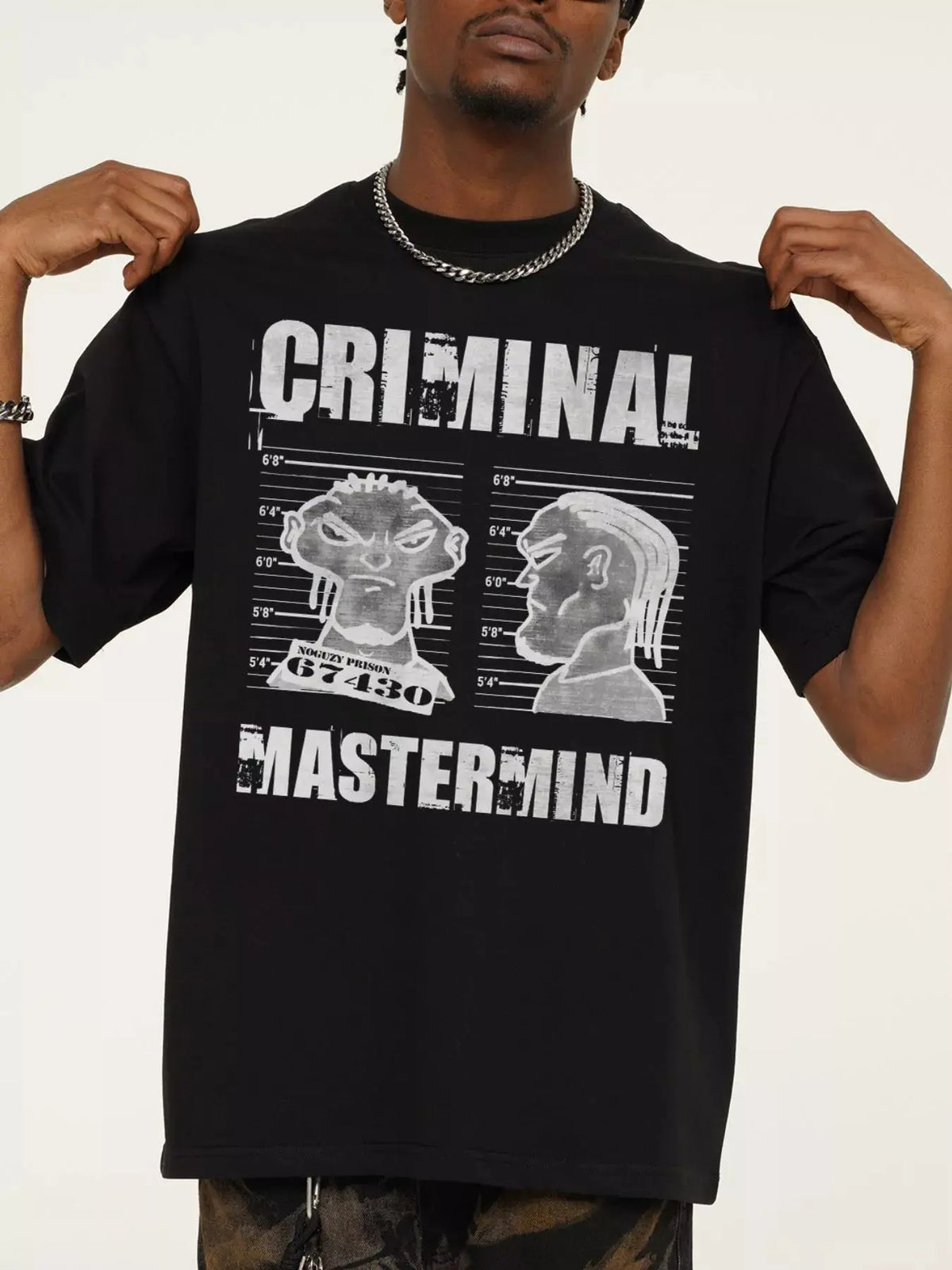 Men's Criminal Mastermind Graphic Oversized T-Shirt  COOLANDBAG