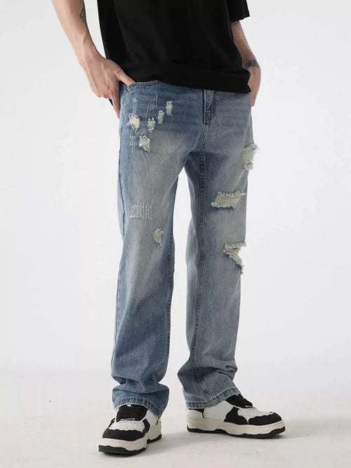 Men's Distressed Wide Leg Jeans  COOLANDBAG