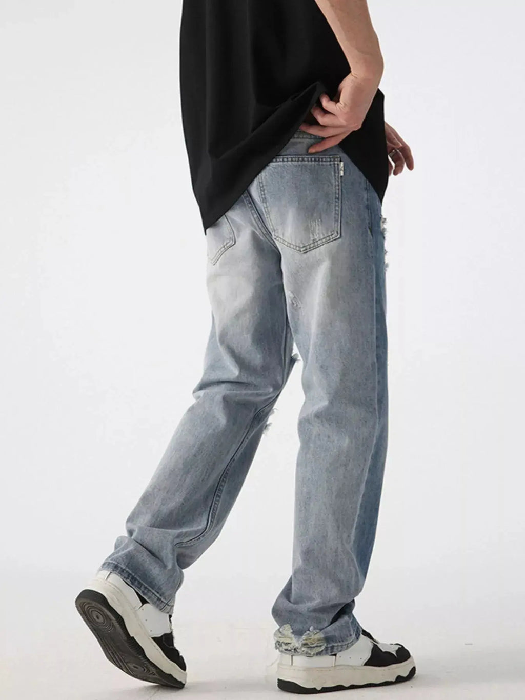 Men's Distressed Wide Leg Jeans  COOLANDBAG