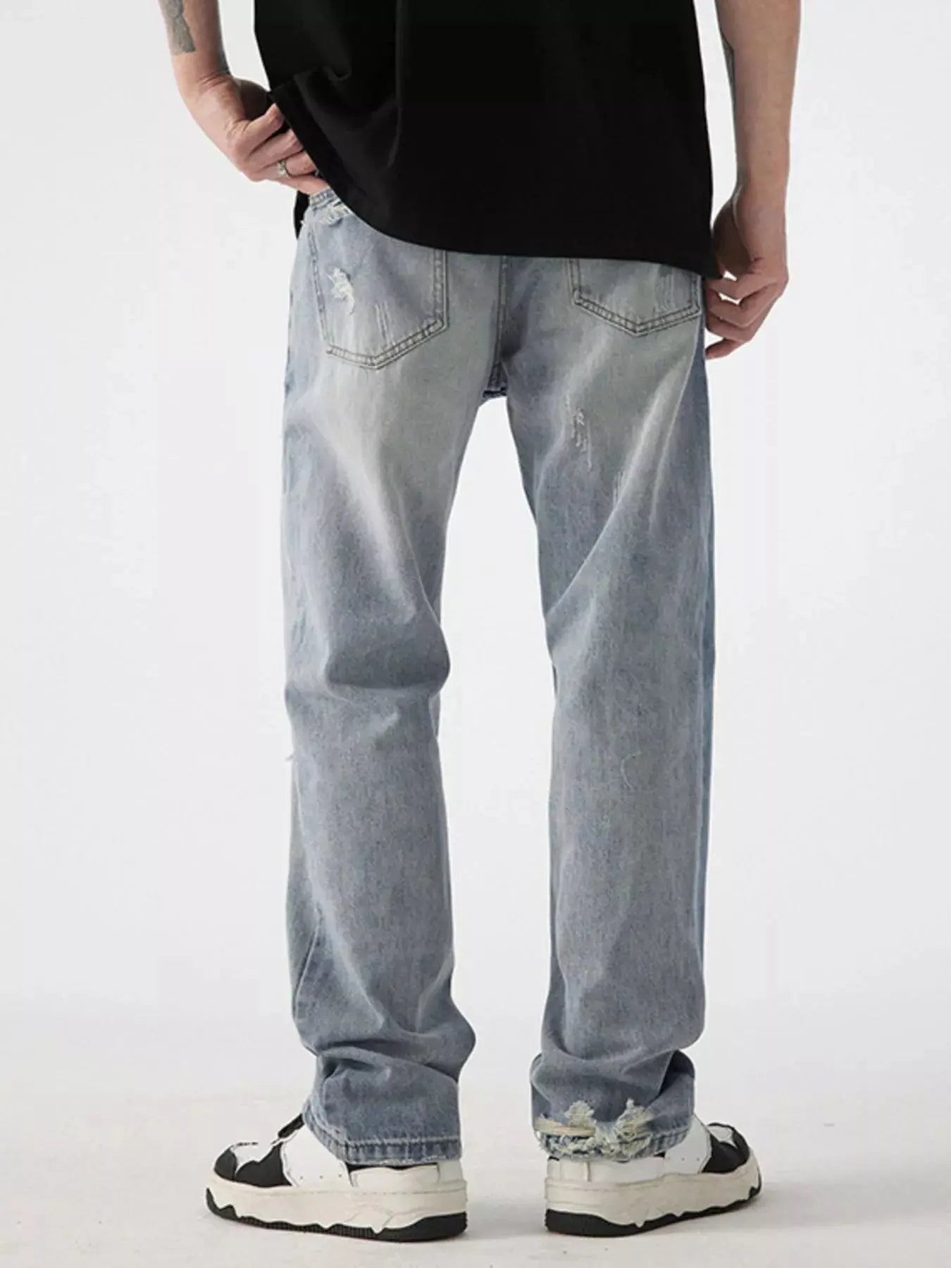 Men's Distressed Wide Leg Jeans  COOLANDBAG