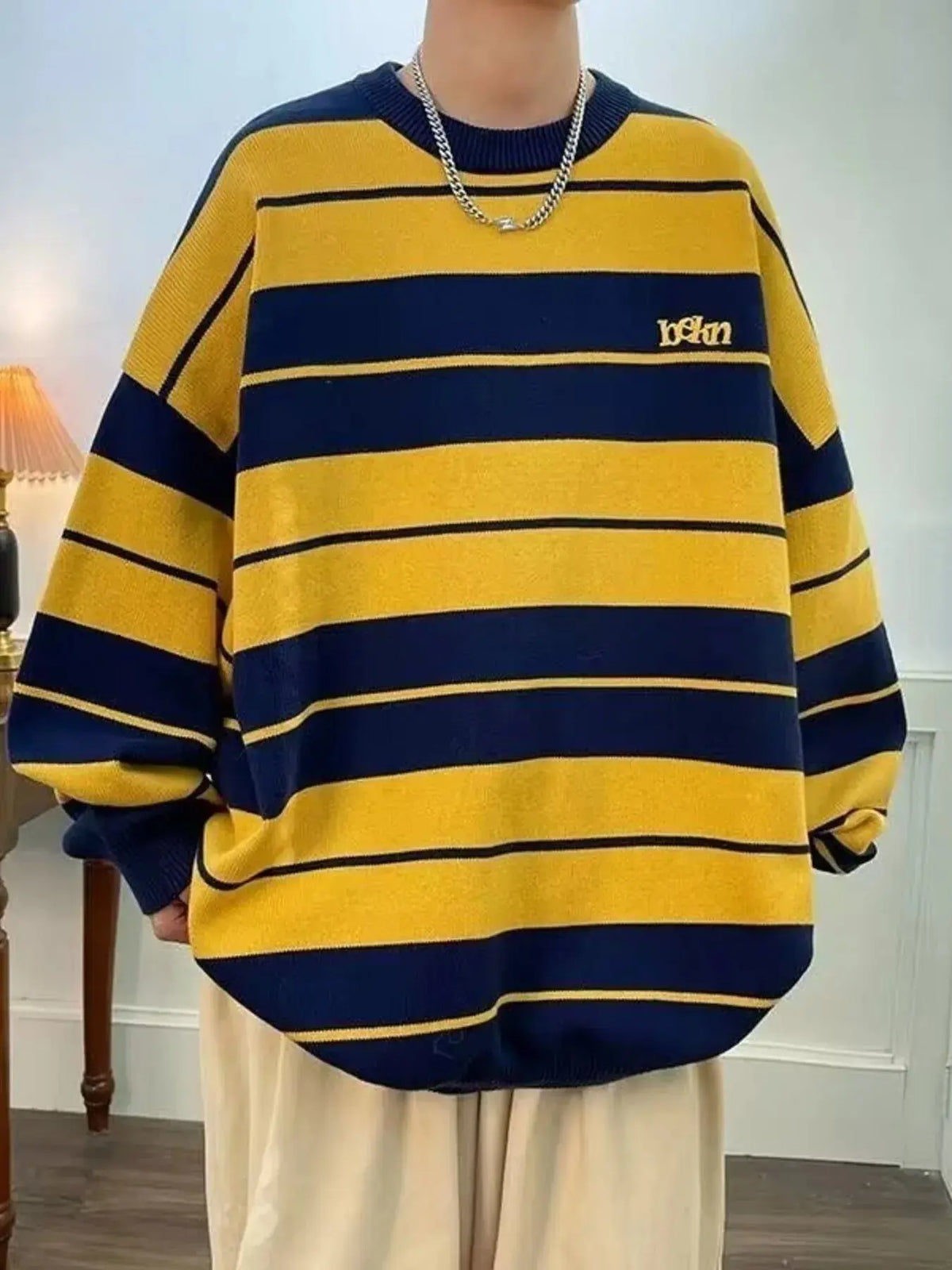 Men's Dropped Shoulder Long Sleeve Sweater  COOLANDBAG
