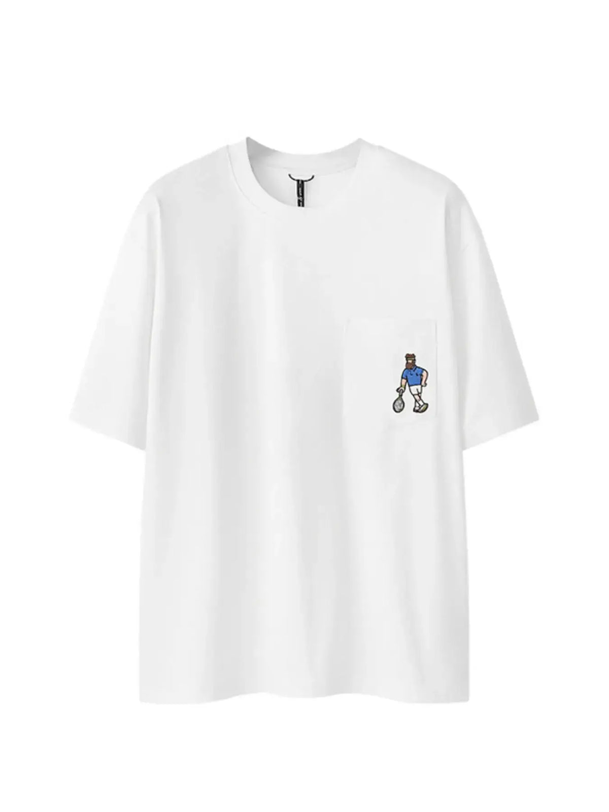 T-Shirt Col Rond Brodé Joueur de Tennis Homme