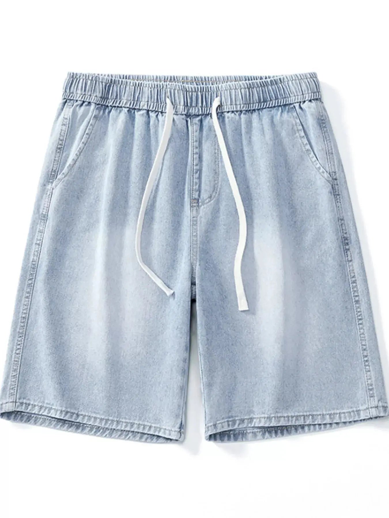 Men's Full Size Drawstring Wide Leg Denim Shorts Plus Size  COOLANDBAG