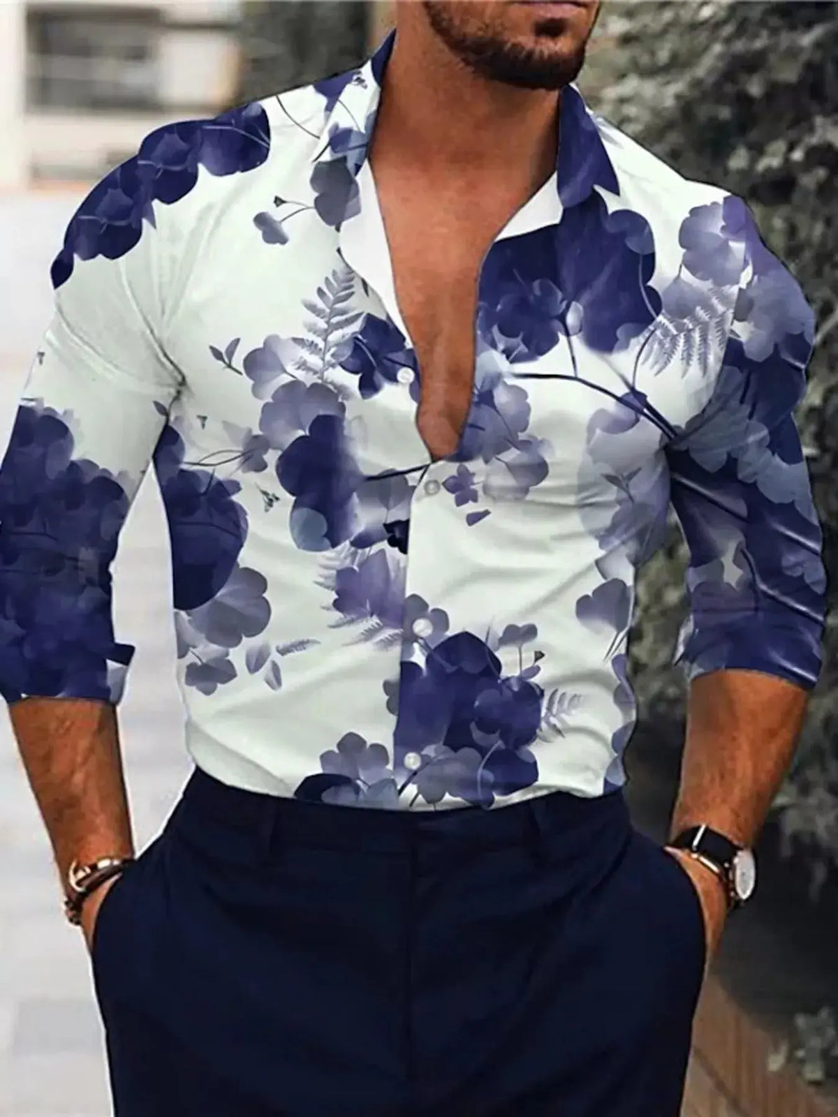 Chemise Boutonnée Imprimé Floral Grande Taille Homme
