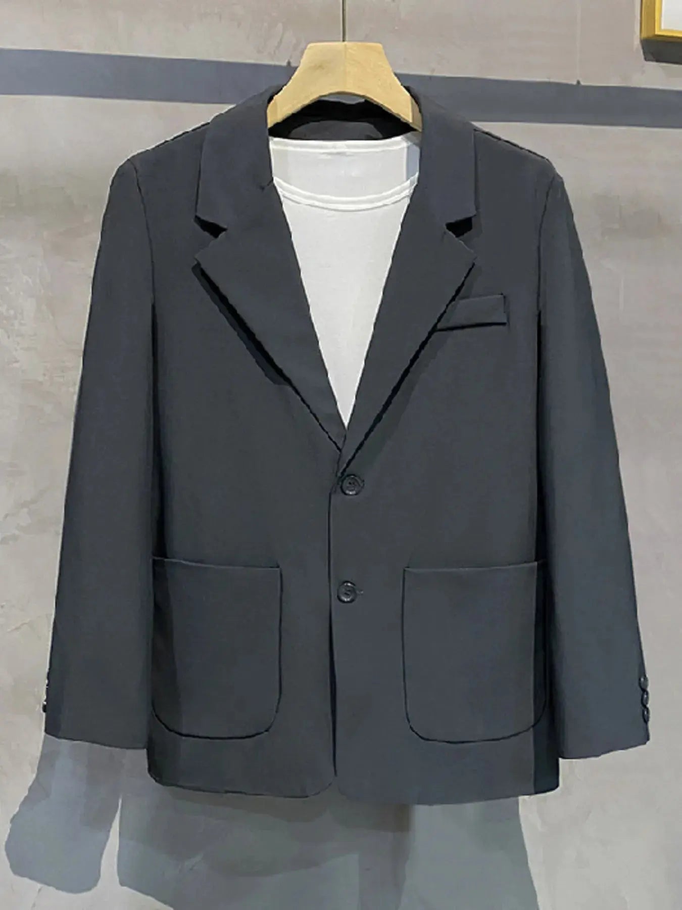 Men's Full Size Lapel Collar Long Sleeve Blazer Plus Size  COOLANDBAG
