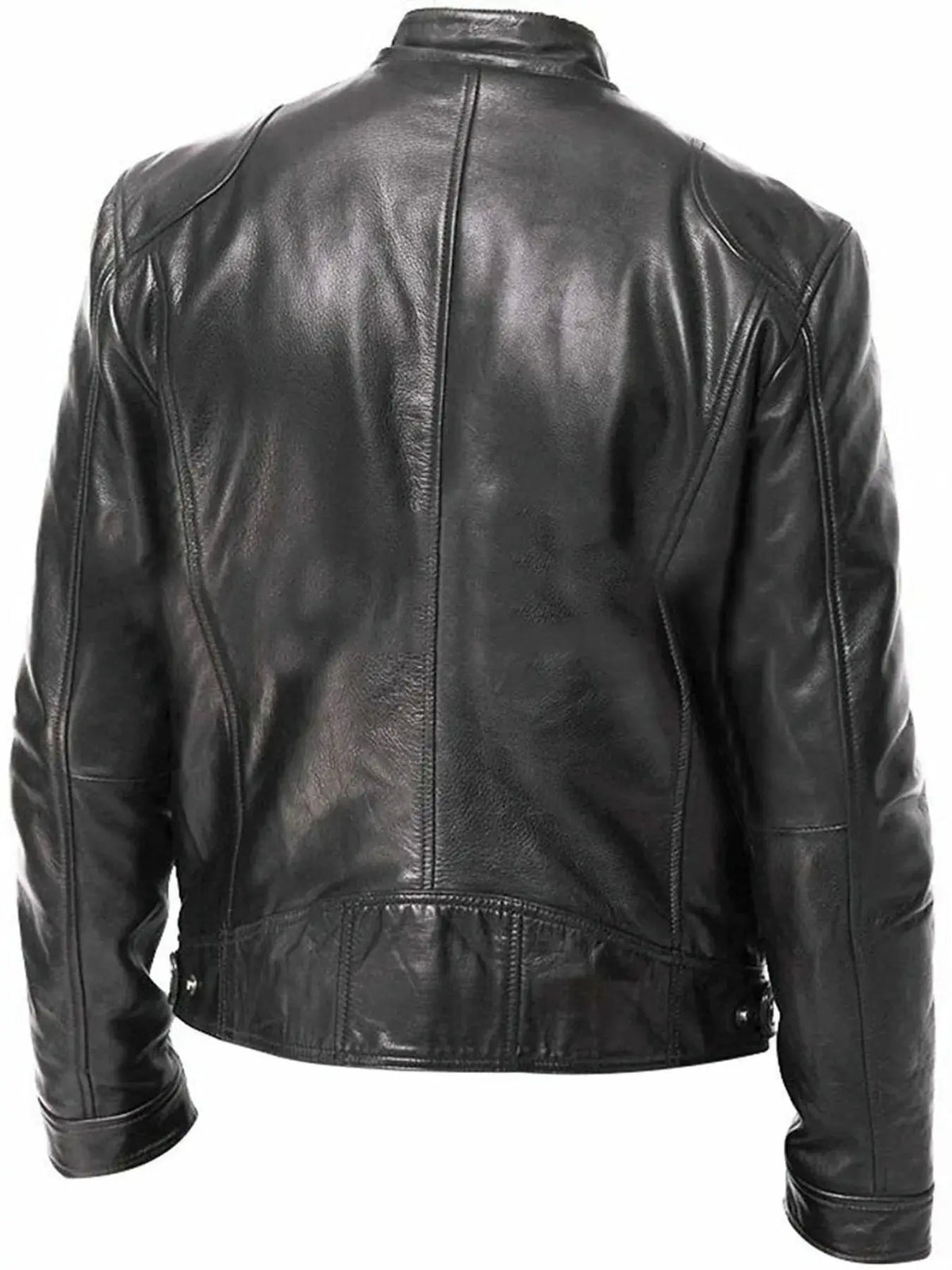 Men's Full Size Leather Biker Jacket with Zipper Pockets Plus Size  COOLANDBAG