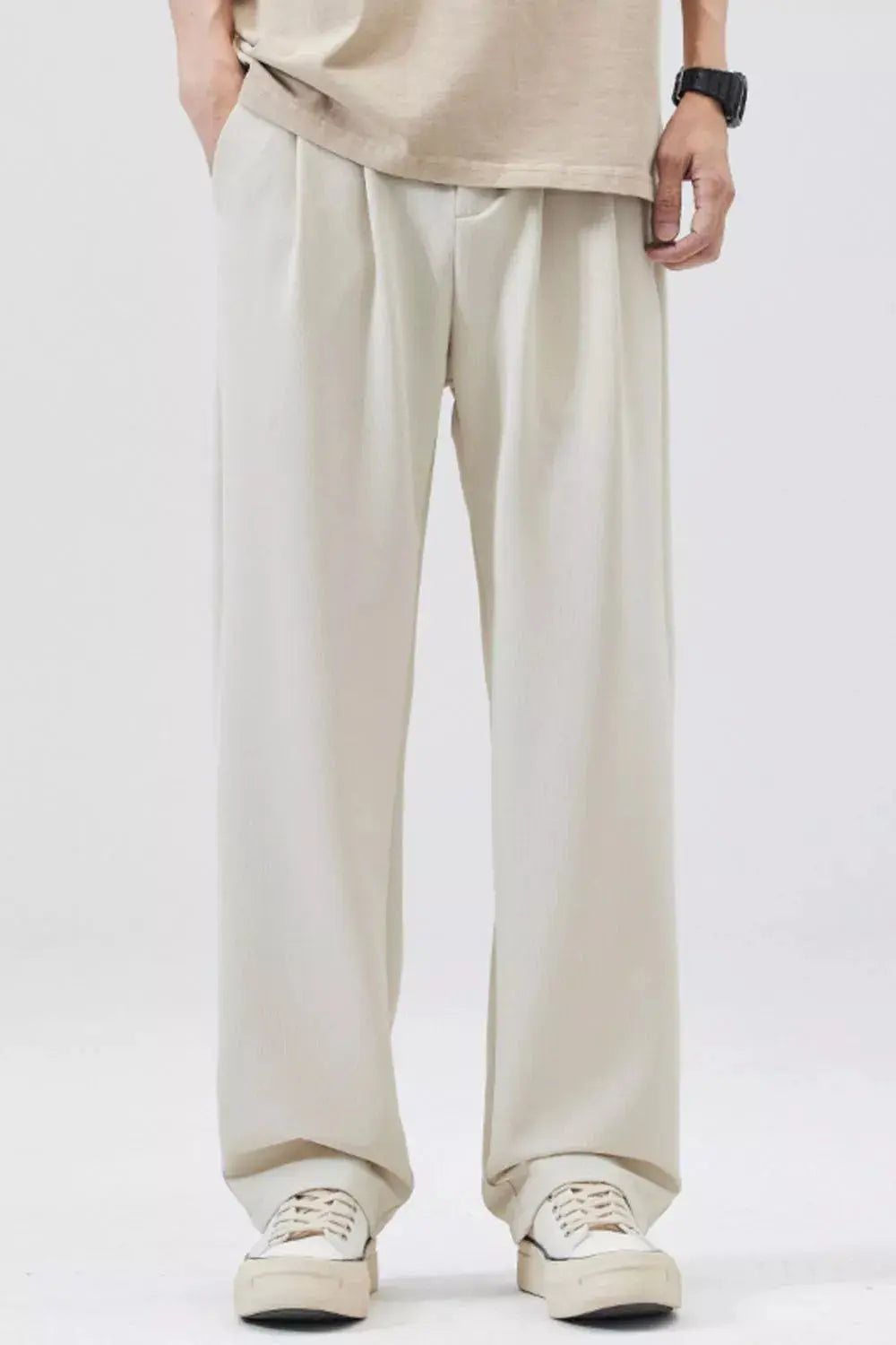 Men's Full Size Loose Fit Casual Pleated Pants Plus Size  COOLANDBAG