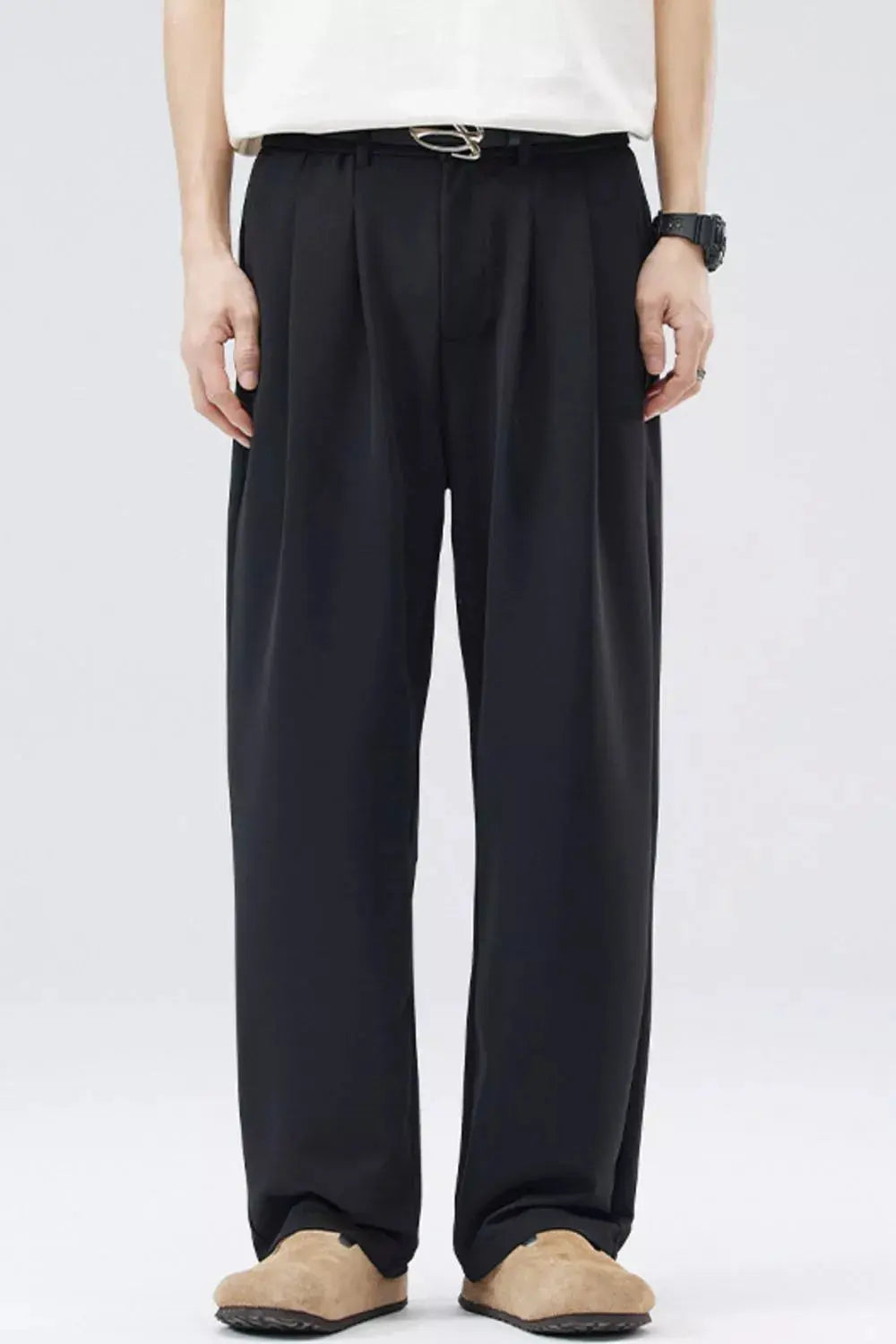 Men's Full Size Loose Fit Casual Pleated Pants Plus Size  COOLANDBAG