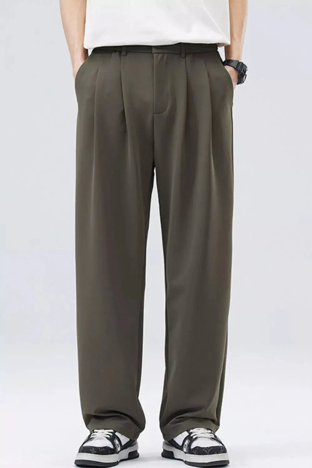 Men's Full Size Loose Fit Casual Pleated Pants Plus Size  COOLANDBAG