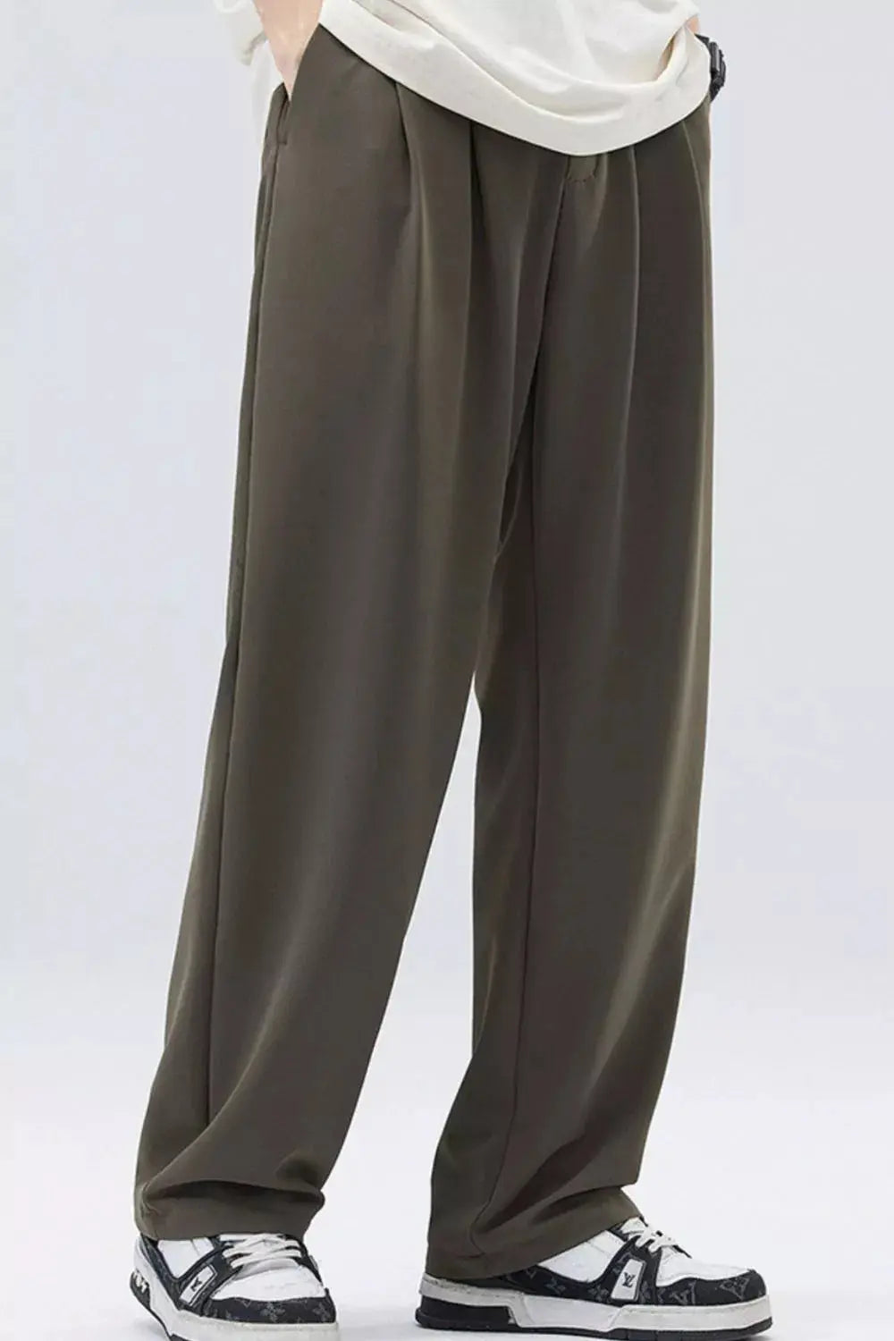 Men's Full Size Loose Fit Casual Pleated Pants Plus Size  COOLANDBAG