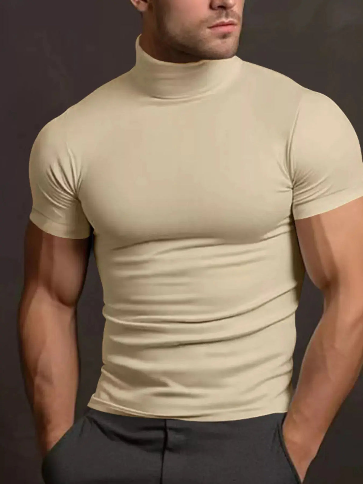 T-Shirt Col Montant Manches Courtes Grande Taille Homme