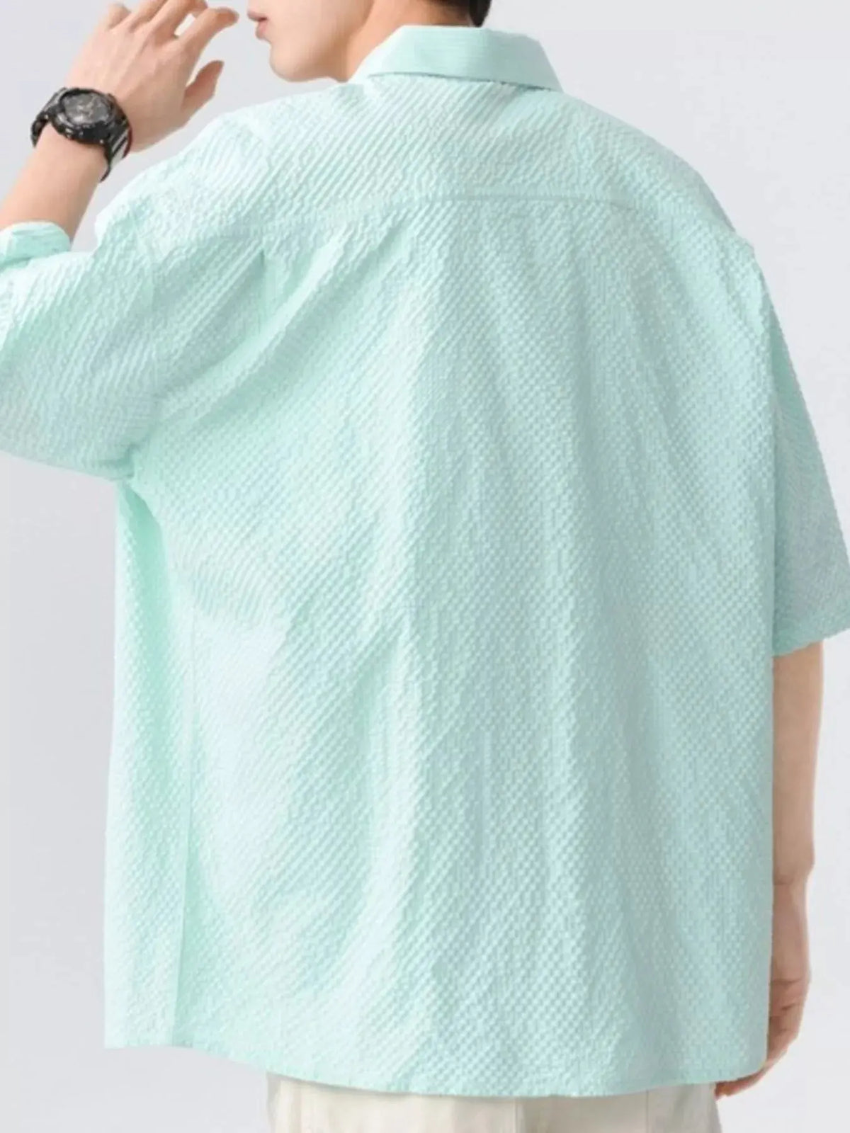 Men's Full Size Textured Short-Sleeve Shirt Plus Size  COOLANDBAG