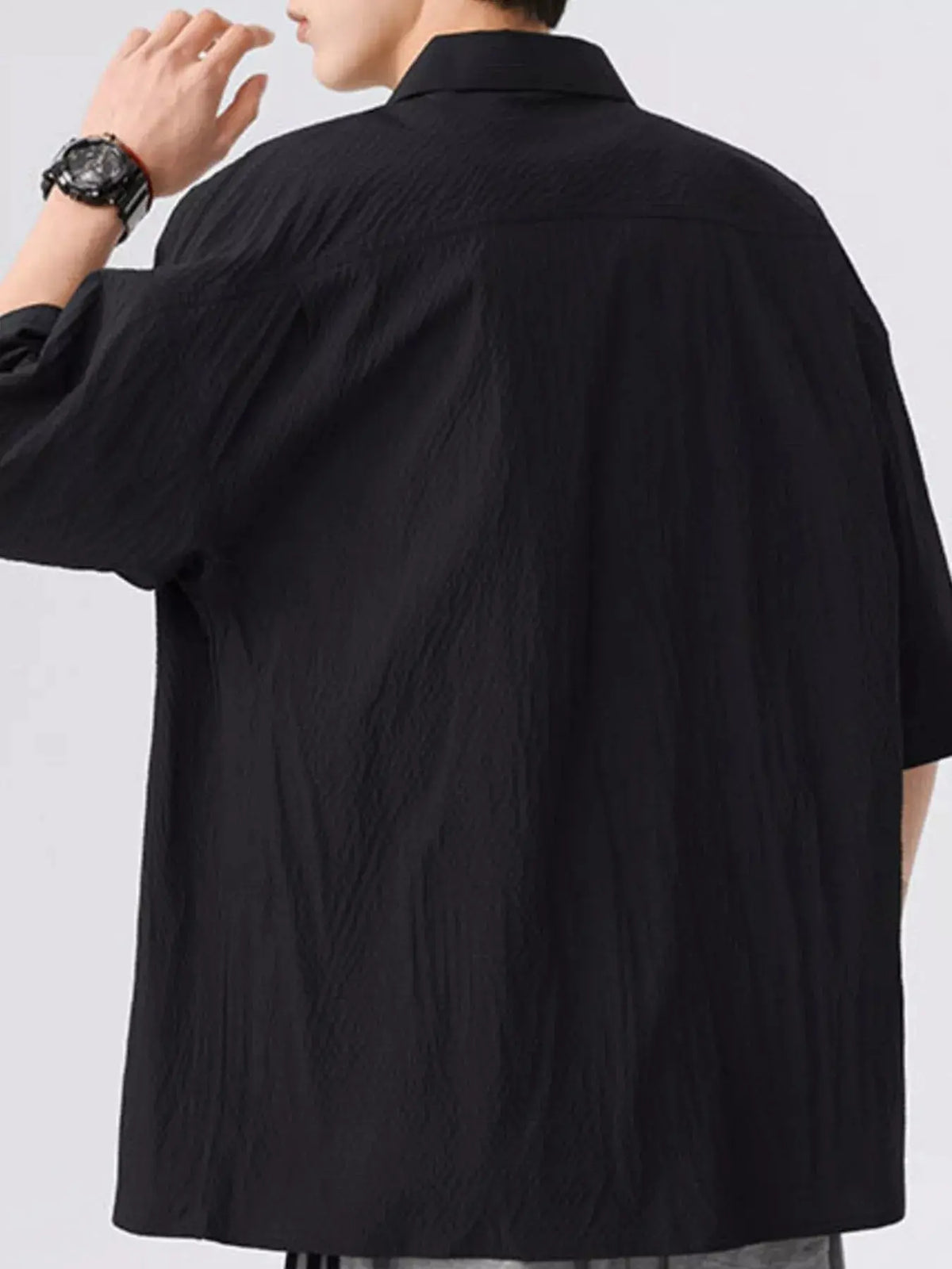 Men's Full Size Textured Short-Sleeve Shirt Plus Size  COOLANDBAG