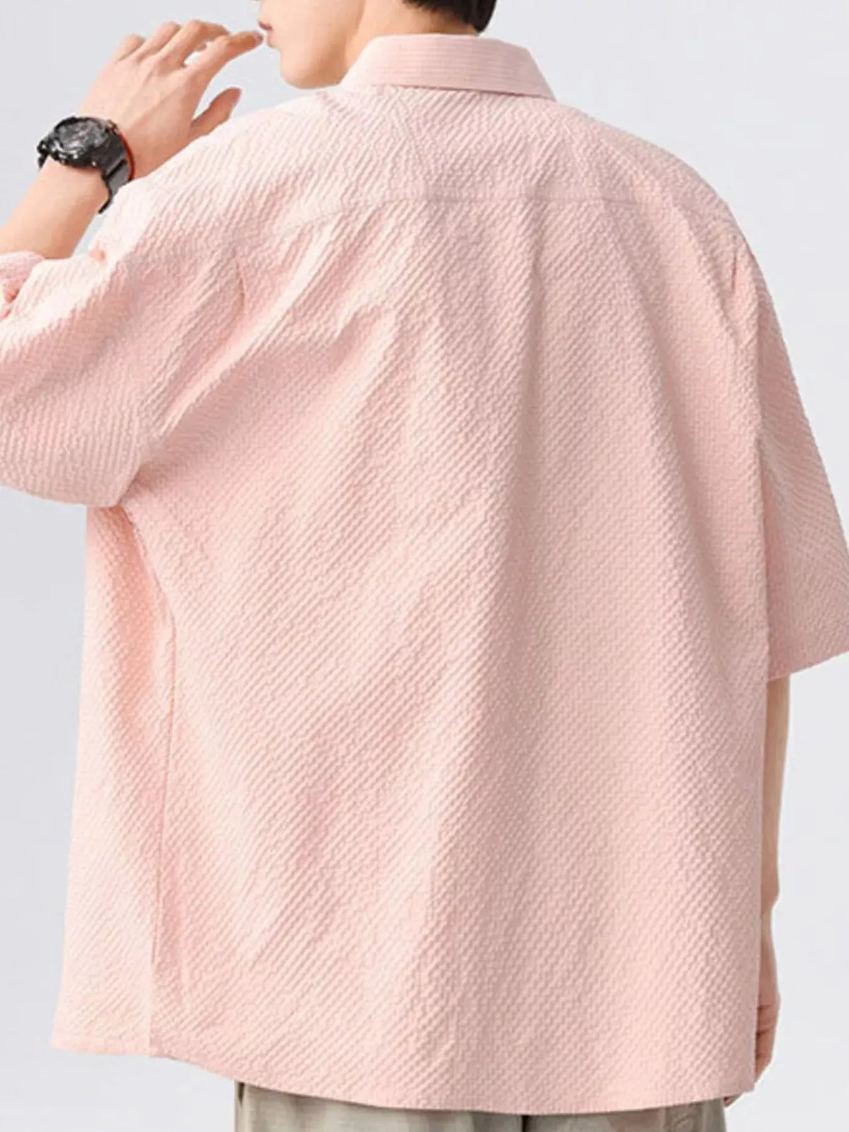 Men's Full Size Textured Short-Sleeve Shirt Plus Size  COOLANDBAG