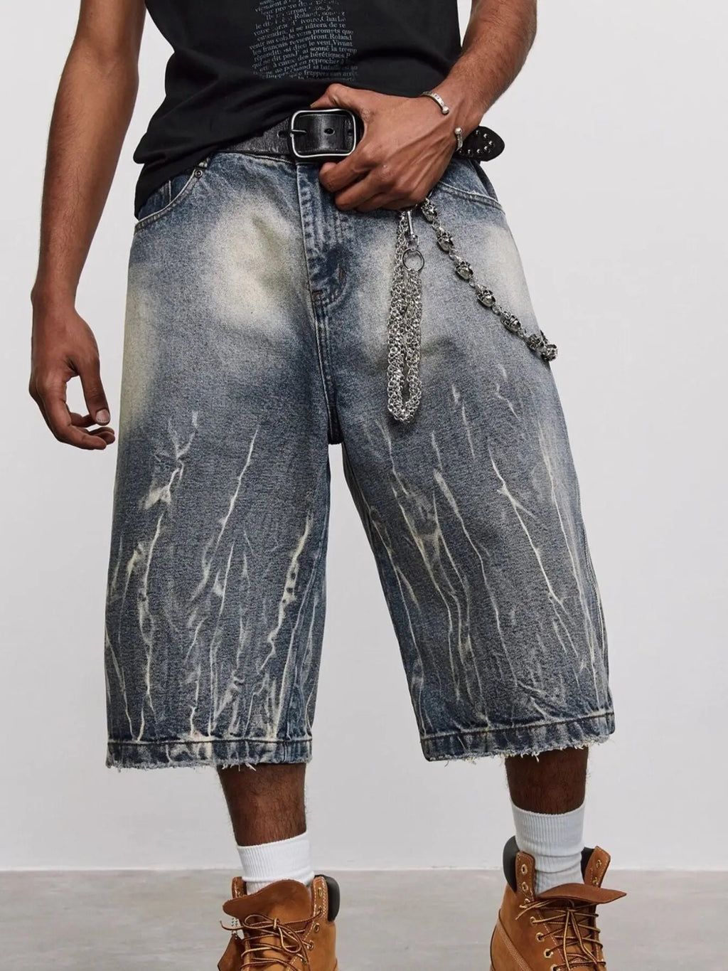 Men's Full Size Washed Loose Fit Denim Shorts Plus Size  COOLANDBAG