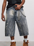 Men's Full Size Washed Loose Fit Denim Shorts Plus Size  COOLANDBAG