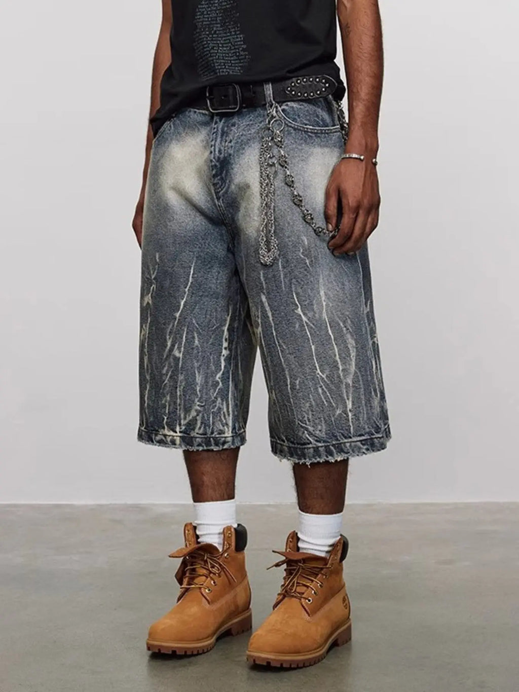 Men's Full Size Washed Loose Fit Denim Shorts Plus Size  COOLANDBAG
