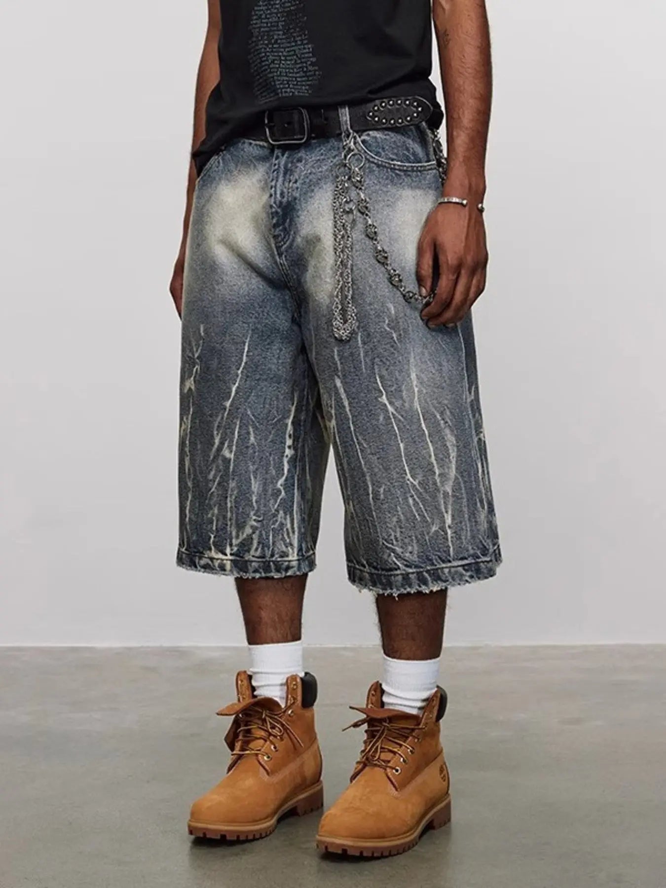 Men's Full Size Washed Loose Fit Denim Shorts Plus Size  COOLANDBAG