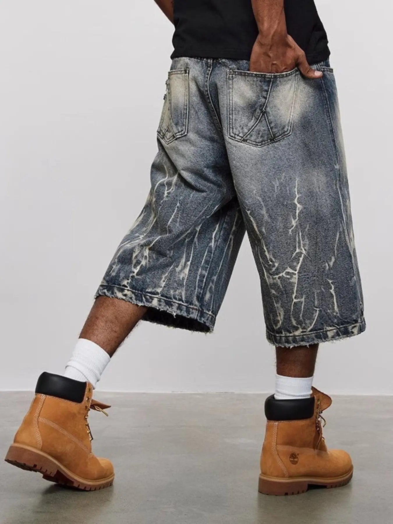 Men's Full Size Washed Loose Fit Denim Shorts Plus Size  COOLANDBAG
