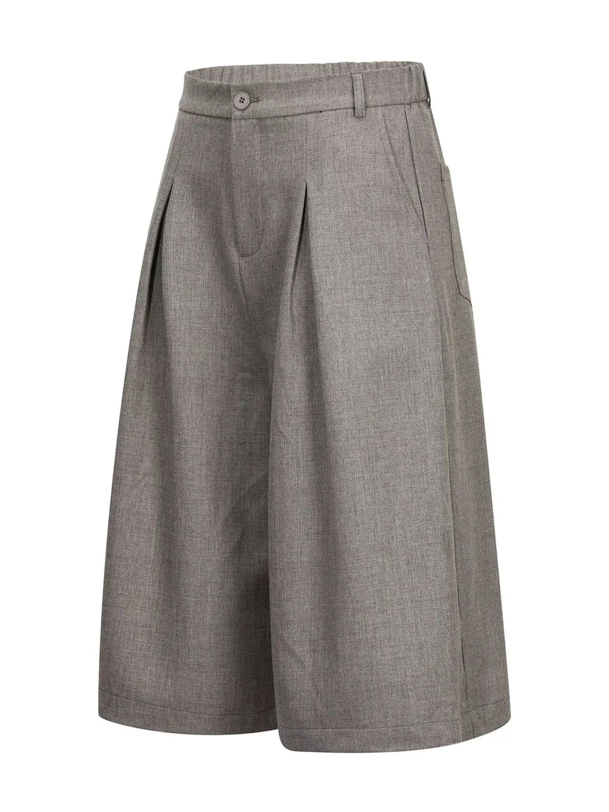 Men's High-Waisted Pleated Wide-Leg Capri Pants  COOLANDBAG