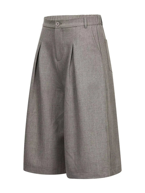 Men's High-Waisted Pleated Wide-Leg Capri Pants  COOLANDBAG