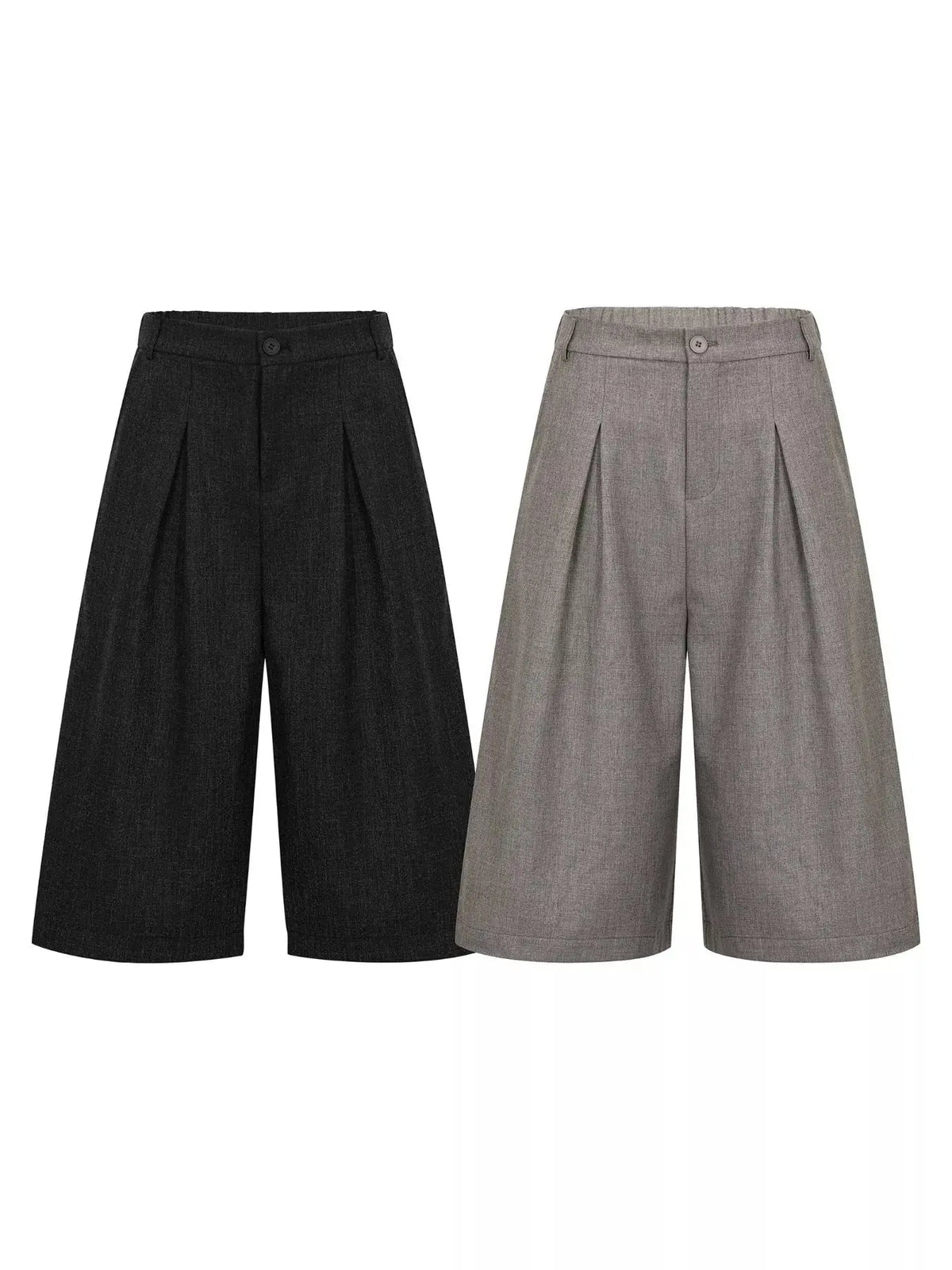 Men's High-Waisted Pleated Wide-Leg Capri Pants  COOLANDBAG