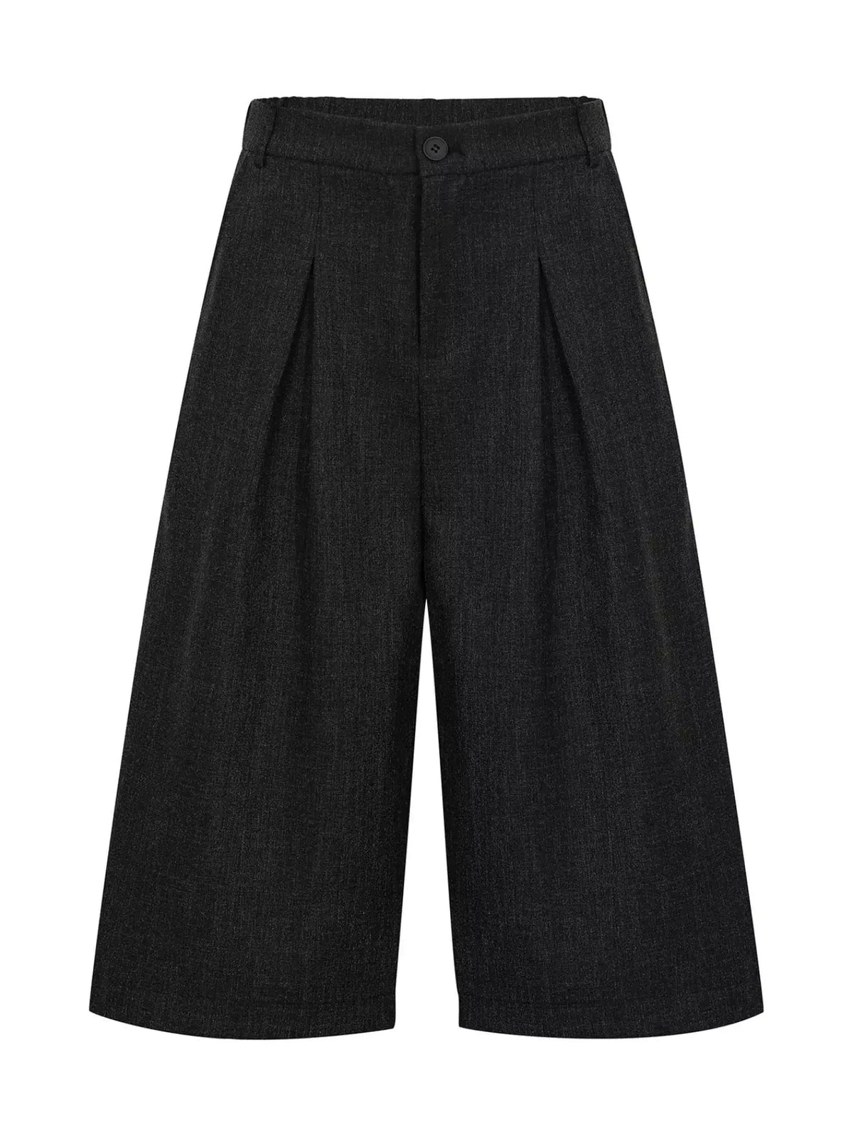 Men's High-Waisted Pleated Wide-Leg Capri Pants  COOLANDBAG